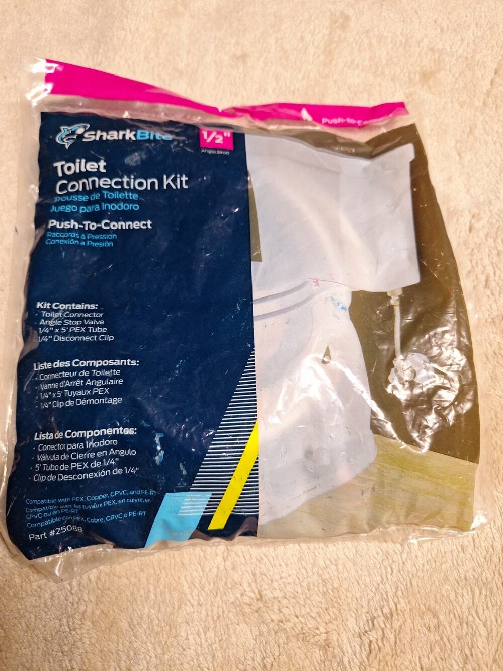 SharkBite 1/2 in Angle Stop Toilet Connector NEW Sealed Push‑To‑Connect Valve